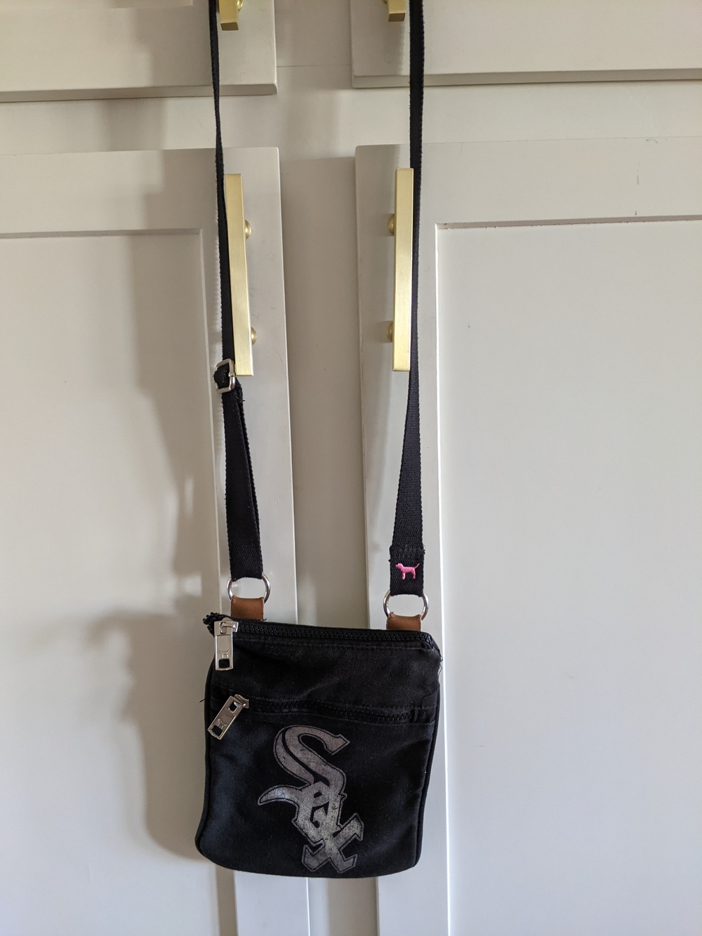 Victoria’s Secret PINK Chicago White Sox Crossbody Bag Black Canvas MLB Y2K